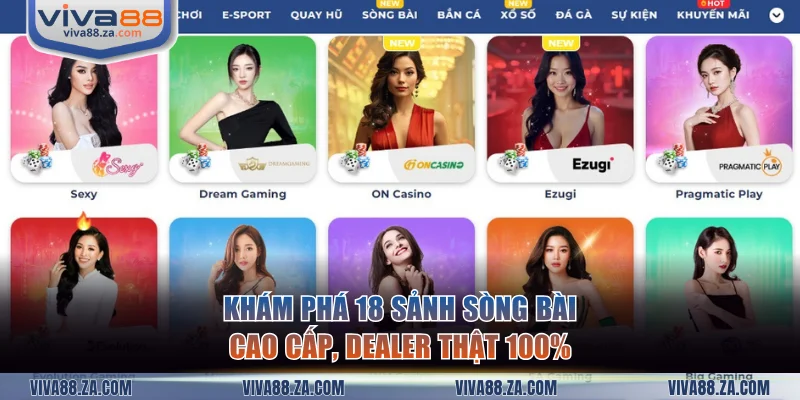 Trải nghiệm 18 sảnh sòng bài trực tuyến VIVA88